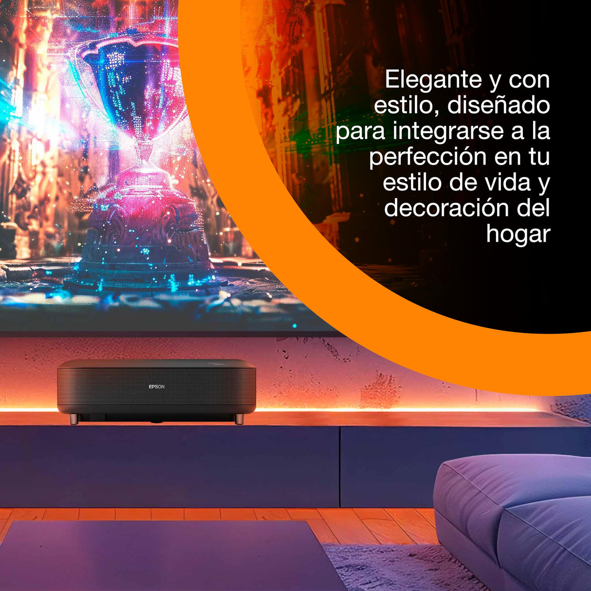 Epson Lifestudio Grand EH-LS670B Negro metálico, proyector láser Inteligente de Distancia ultracorta, 4K Pro UHD, Sound by Bose, Google TV, Pantallas de hasta 120″, 5 años de garantía*