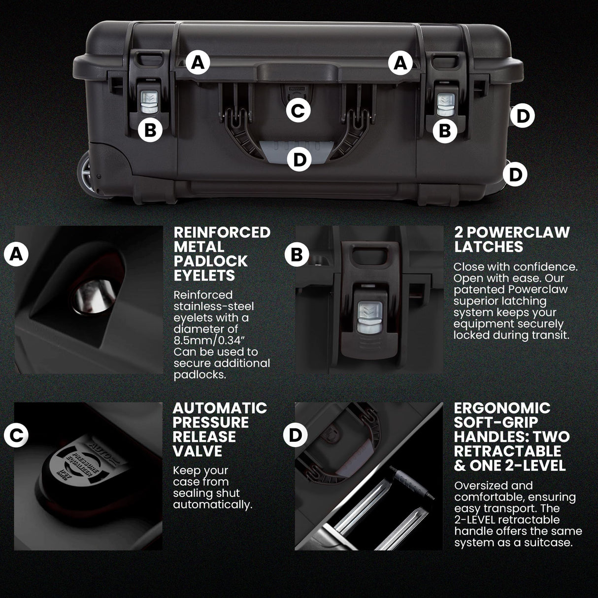 Nanuk Wheeled Series 935 NK-7 - Maleta de protección Impermeable de Resina Ligera e Inserto de Espuma, Color Negro