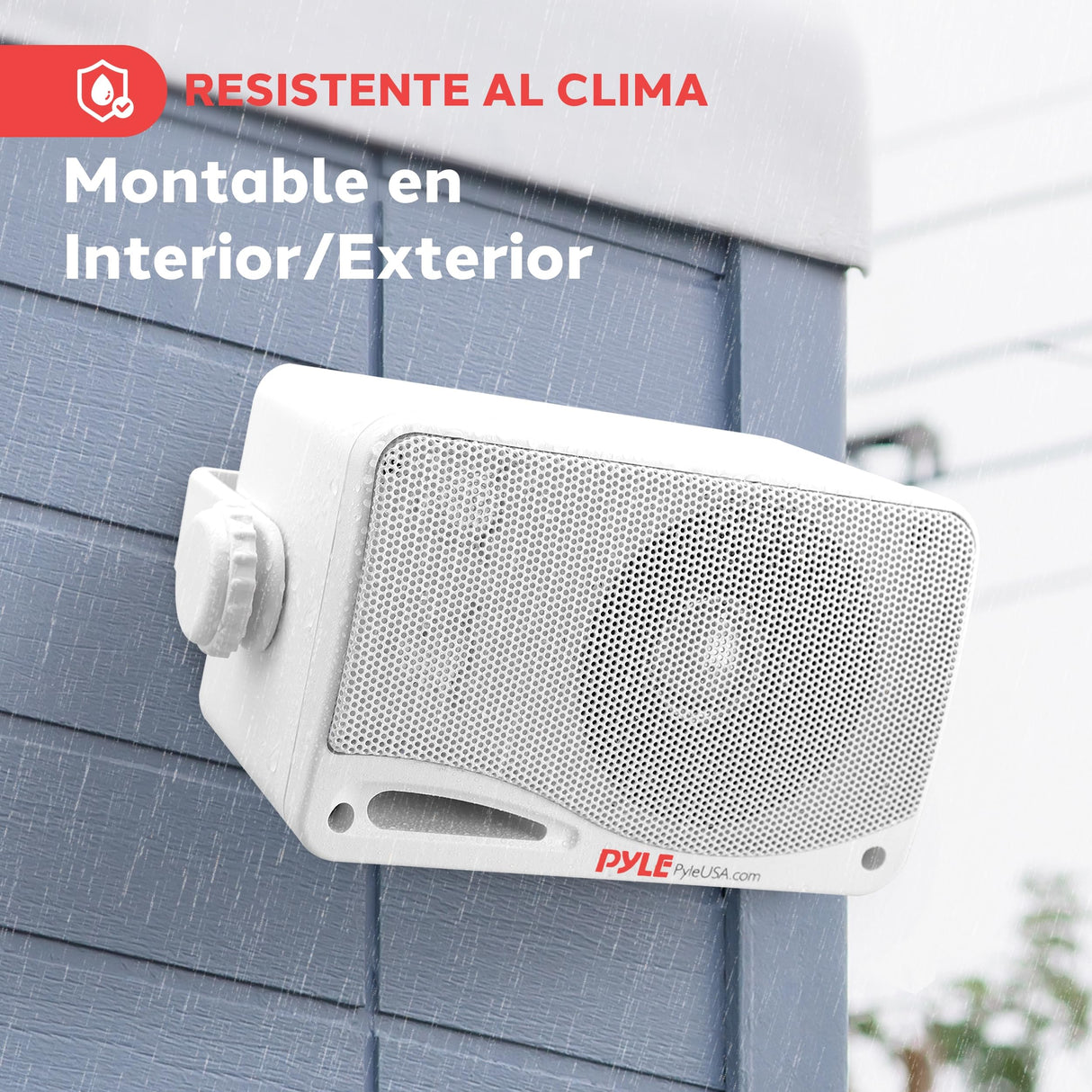 Pyle Sistema de Altavoces, Inalambrico, Impermeable, Waterproof, Exteriores, Interiores, Par de 3.5” de 3 vias, Activo, Pasivo