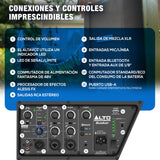 Alto Busker Altavoz Autoamplificado Portátil Grande de 200W con Bluetooth, Batería Recargable, Mesa de Mezclas 3 Canales, Alesis FX, App, Carga USB