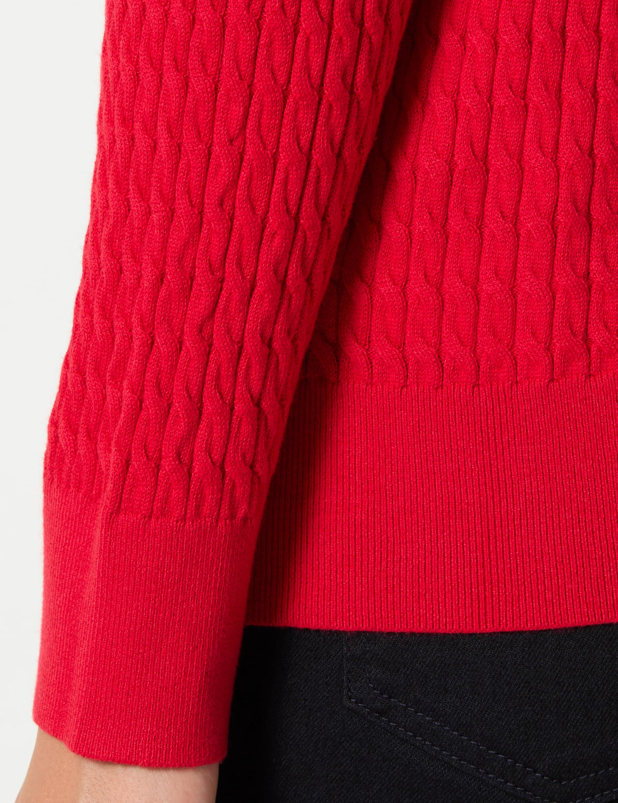 Tommy Hilfiger Jersey Mujer Cable Sweater con Cuello de Pico, Rojo (Primary Red), L