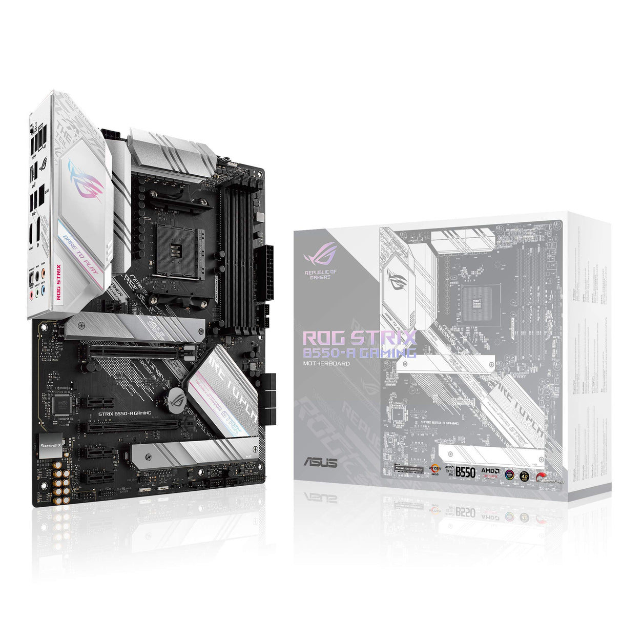 ASUS ROG Strix B550-A Gaming - Placa Base AMD Ryzen AM4 ATX (PCIe 4.0, 14 Fases de alimentación, Intel 2.5 GB Ethernet, 2xM.2, micrófono cancelación de Ruido con IA, USB 3.2 Gen 2, Aura Sync RGB)