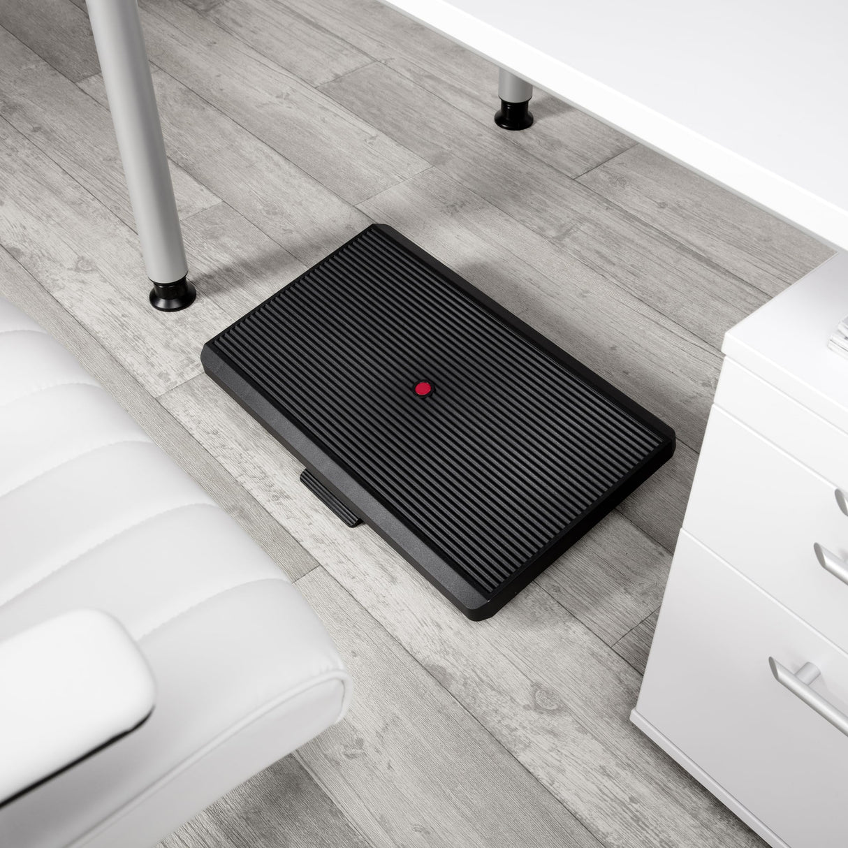 hjh OFFICE 721040 Reposapiés ergonómico PIEDINO Stripe Pro Negro, Soporte para pies con Altura Ajustable, Apoyapiés, Inclinable sin etapas