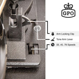 GPO Bermuda Reproductor de vinilos con patas desmontables, Bluetooth y altavoz incorporado - Azul