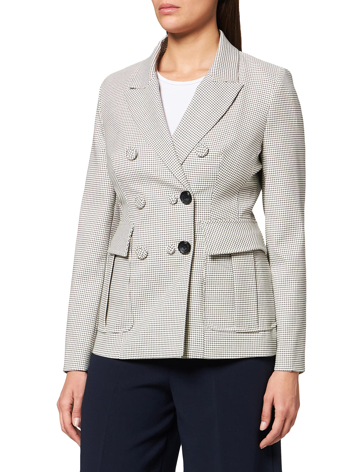 IPEKYOL Blazer Debajo de Las Caderas con Accesorios de botón Casual, Aceite, 44 para Mujer
