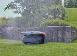 Gardena caseta para robots cortacésped: garaje para segadora, protección contra el sol y la lluvia para el robot y la estación de carga (15020-20)