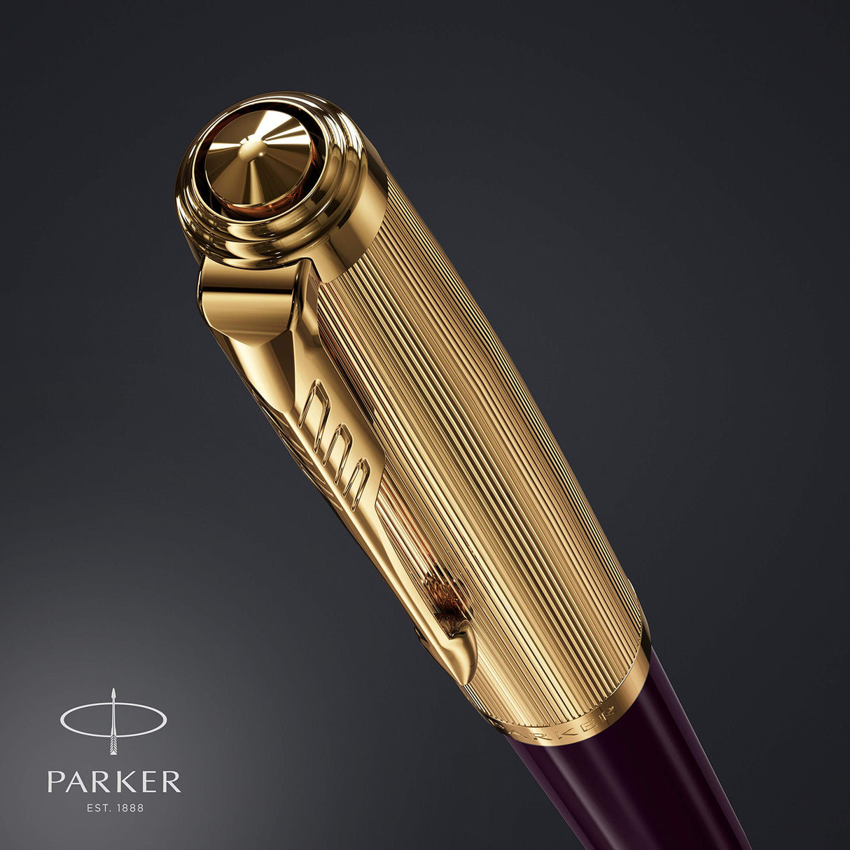 Parker 51 pluma estilográfica | cuerpo de lujo de color ciruela con adorno dorado | plumín fino de 18 K con cartucho de tinta negra | estuche de regalo