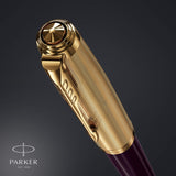 Parker 51 pluma estilográfica | cuerpo de lujo de color ciruela con adorno dorado | plumín fino de 18 K con cartucho de tinta negra | estuche de regalo