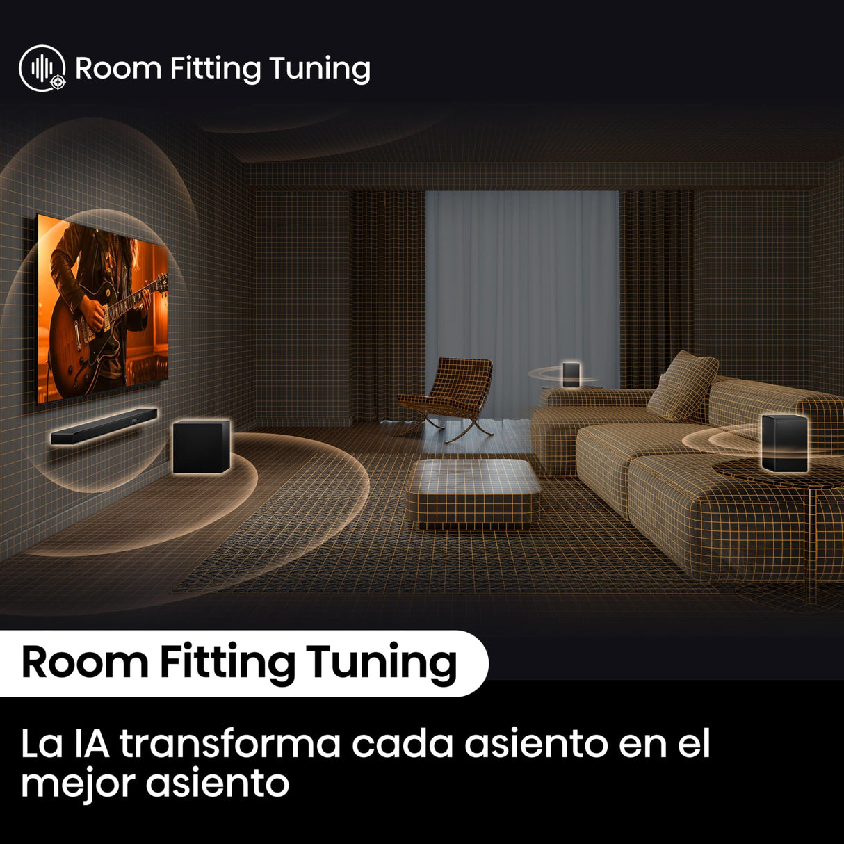 Hisense AX5140Q - Barra de Sonido 5.1.4, 600W, 13 Altavoces, Subwoofer y Altavoces Traseros Inalámbricos, Dolby Atmos, DTS:X, Ecualizador IA, Calibración Automática, Hi-Concerto, EzPlay 3.0