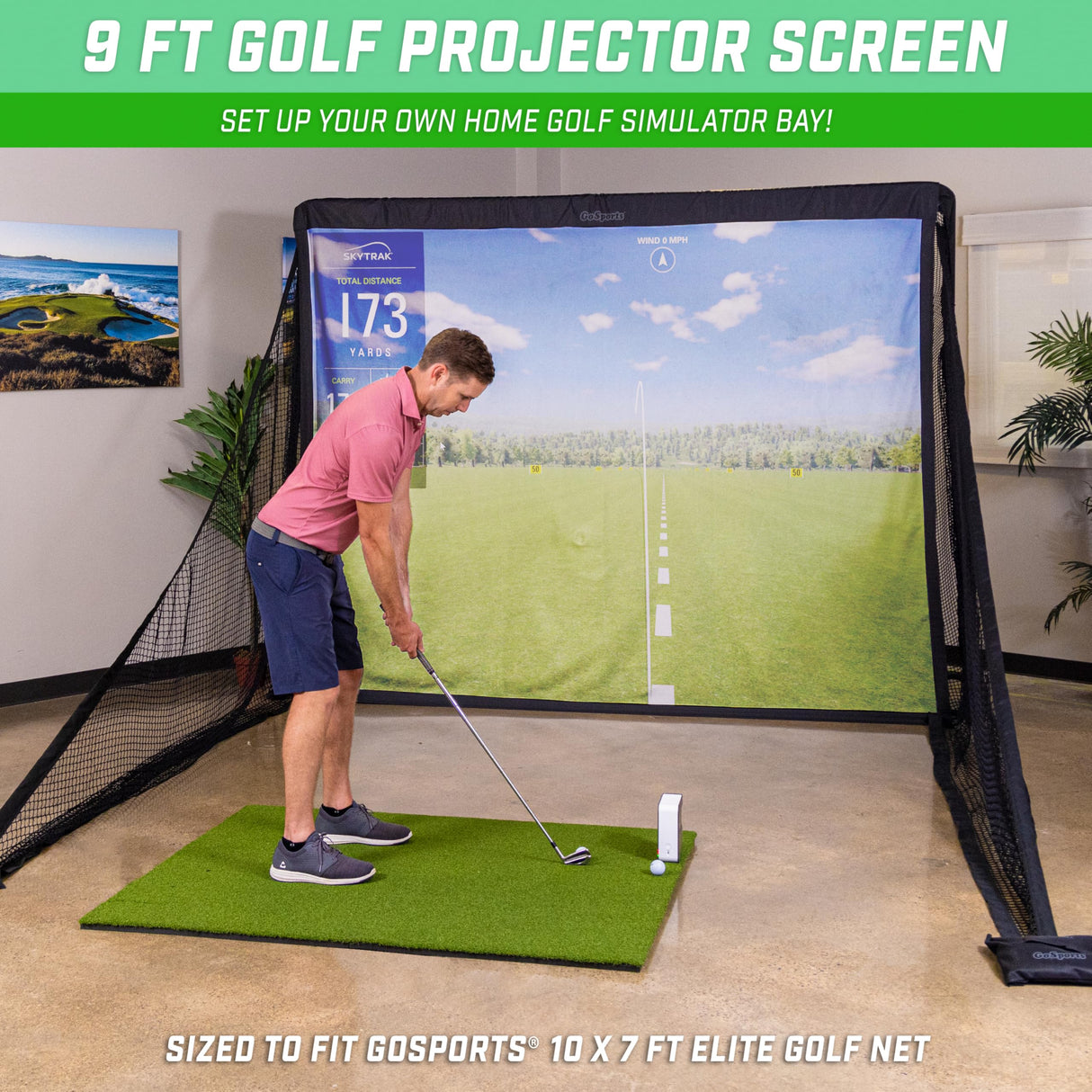 GoSports Pantalla de Impacto de simulador de Golf de 10 pies Blanco