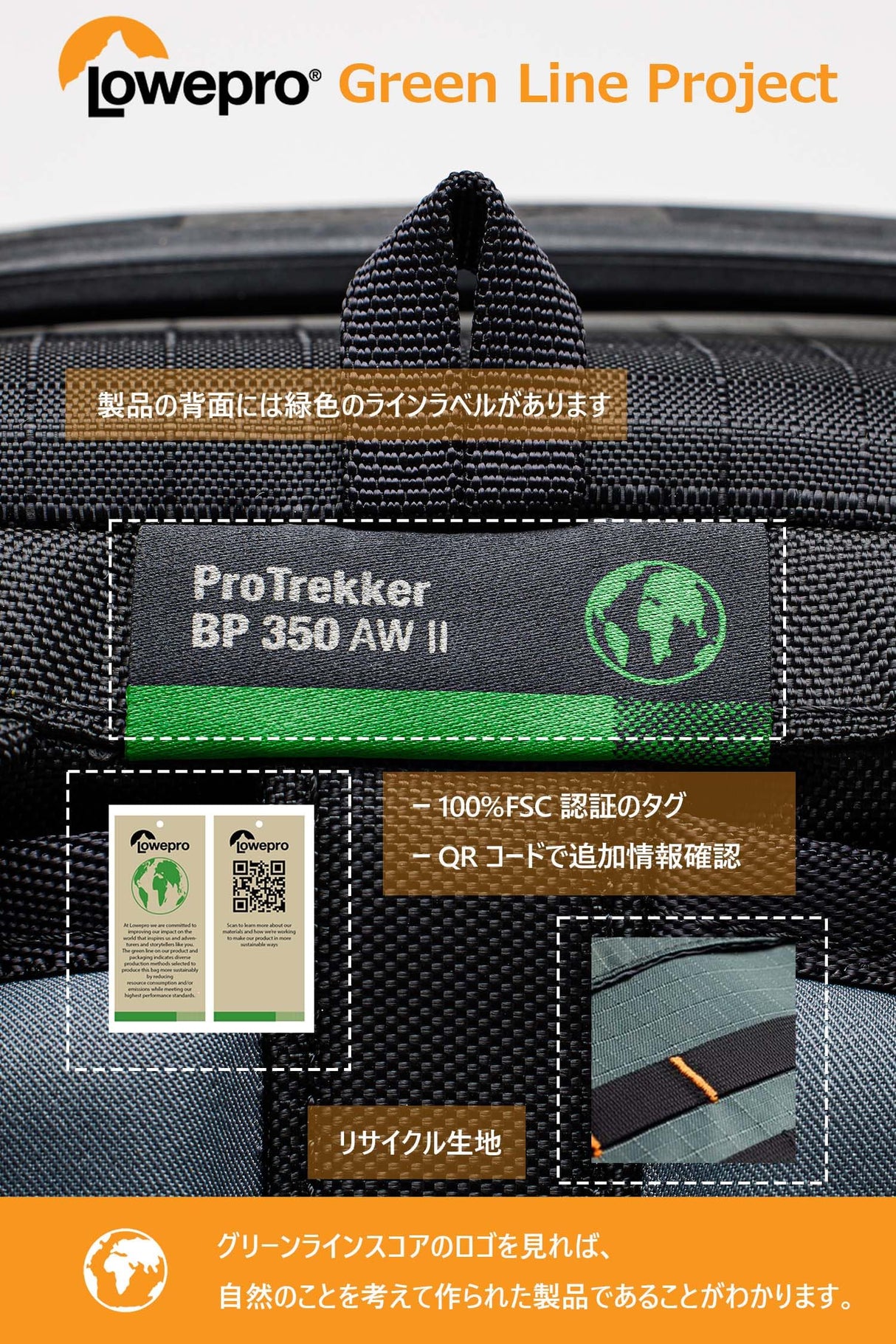 Lowepro Pro Trekker BP 350 AW II,Outdoor Camera Bag,Camera Backpack with Recycled Fabric,Fits 15” Laptop or Tablet,MaxFit Dividers,Weatherproof Cover, Mirrorless or DSLR Camera Case,Black/Dark Grey