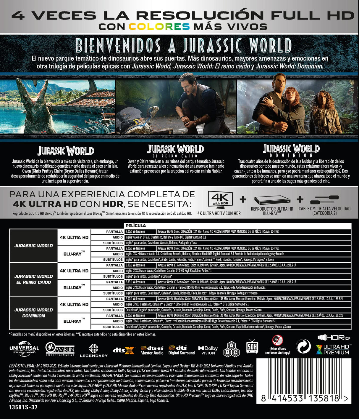 Jurassic World Pack 1-3 (4K UHD + Blu-ray) [Blu-ray]