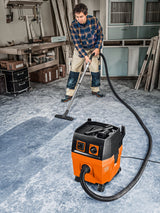 FEIN Dustex 25 L, Aspirador de obras para conexión de herramientas eléctricas, Aspirador en humédo/seco con cable de red 7,5 m, Potencia máxima de entrada 1380W. Homologación para la clase de polvo L.