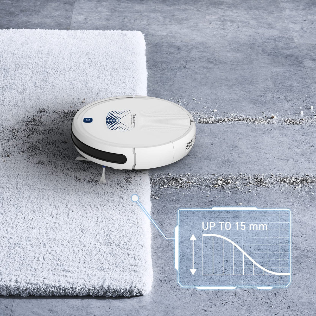 Rowenta Aspirador robótico X-plorer Serie 45 RR8277, Cepillo motorizado Activo, 3 Modos de navegación, Sistema Aqua Power, sensores avanzados, batería de Iones de Litio Duradera, 150 min. Duración