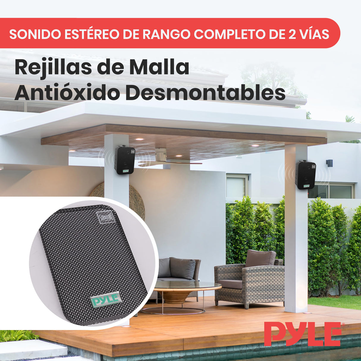Pyle altavoces, Duales, Resistentes al agua y a la intemperie, Montaje en pared o techo, 5.25”, Ideal para uso en piscinas, Patios, Terrazas, Espacios interiores