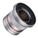Samyang SY12M-FX-SIL - Lente Ultra Gran Angular F2.0 de 12 mm para cámaras Fujifilm X-Mount, Color Plateado