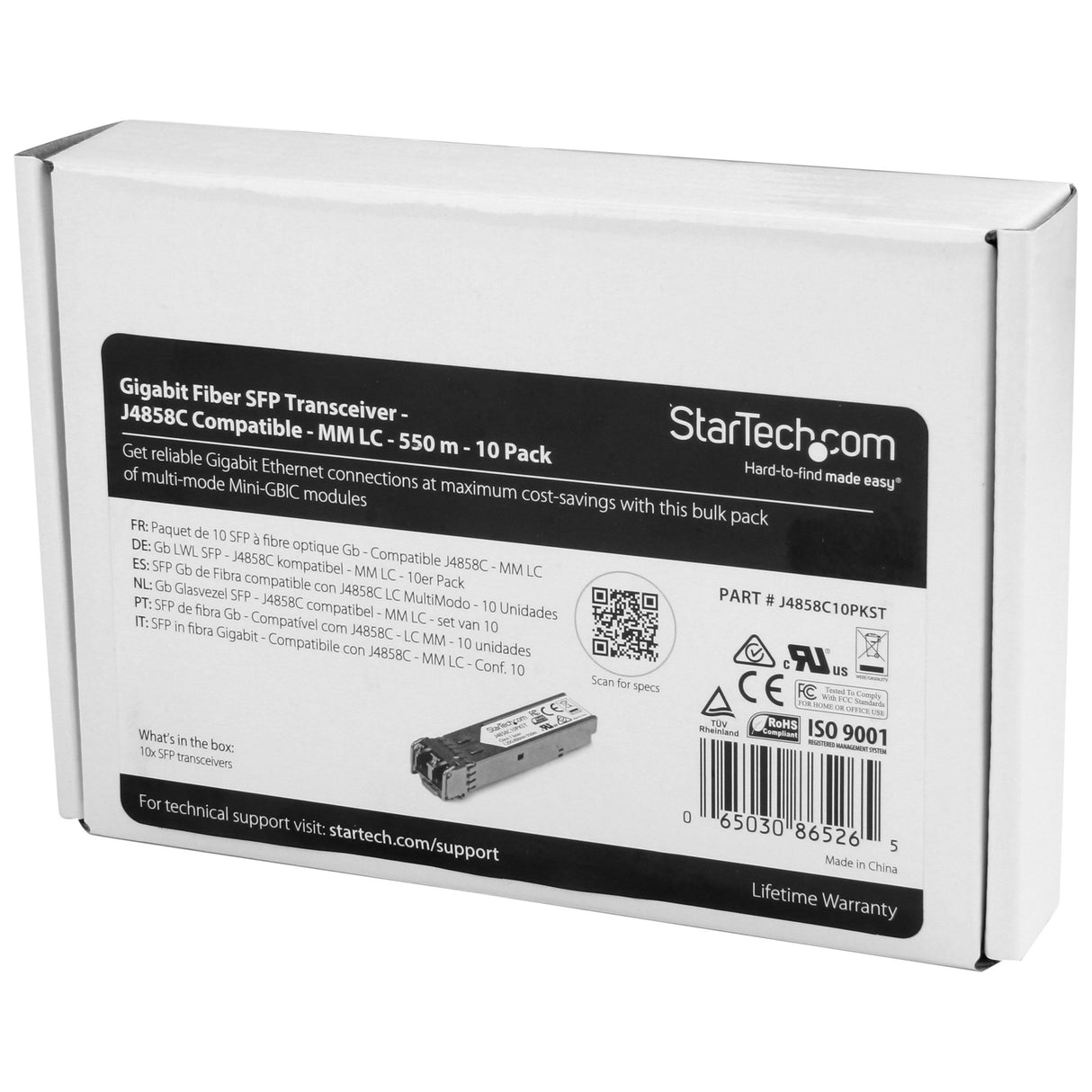StarTech.com J4858C10PKST - Módulo transceptor SFP Compatible con HP J4858C, Color Plata