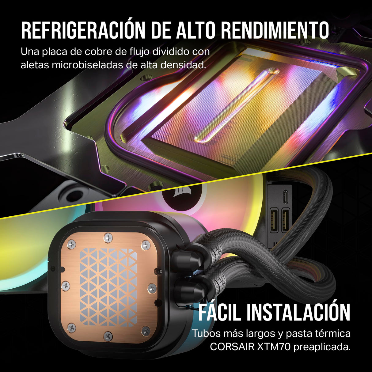 Corsair iCUE Link H115i RGB Refrigerador Líquido RGB para CPU - 280mm AIO - Ventiladores QX140 RGB - Se Adapta a Intel® LGA 1700, AMD® AM5 - Concentrador de Sistema iCUE Link Incluido - Negro