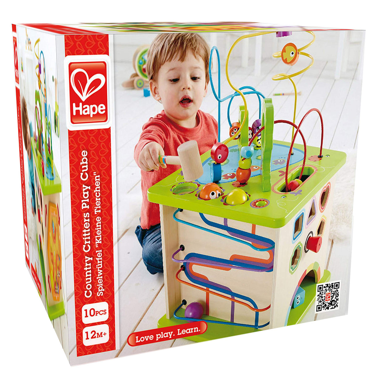 Hape Cubo de Juego de Bichitos del Campo | Rompecabezas de Aprendizaje de Madera, Centro de Actividades de 5 Caras