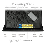 ASUS 4G-AC86U - Router AC2600 de dos bandas con módem 4G LTE de Cat. 12 600 Mbps, soporta Redes para Invitados con portal cautivo, Seguridad Aiprotection Pro y tecnología MU-MIMO