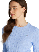 Tommy Hilfiger Jersey Mujer Co Cable con Cuello Redondo, Azul (Vessel Blue), S