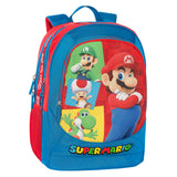 Super Mario – Mochila escolar con ruedas desmontable, ruedas reemplazables, asa ajustable, 2 compartimentos principales, bolsillo frontal, correas acolchadas, 34 x 52 x 22 cm, turquesa, 34x52hx22