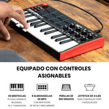 Akai Professional MPK Mini MK3 - Teclado Controlador MIDI USB de 25 Teclas con 8 Drum Pads, 8 Perillas, Software de Producción Musical y Native Instruments Sound Package (NKS Integration)