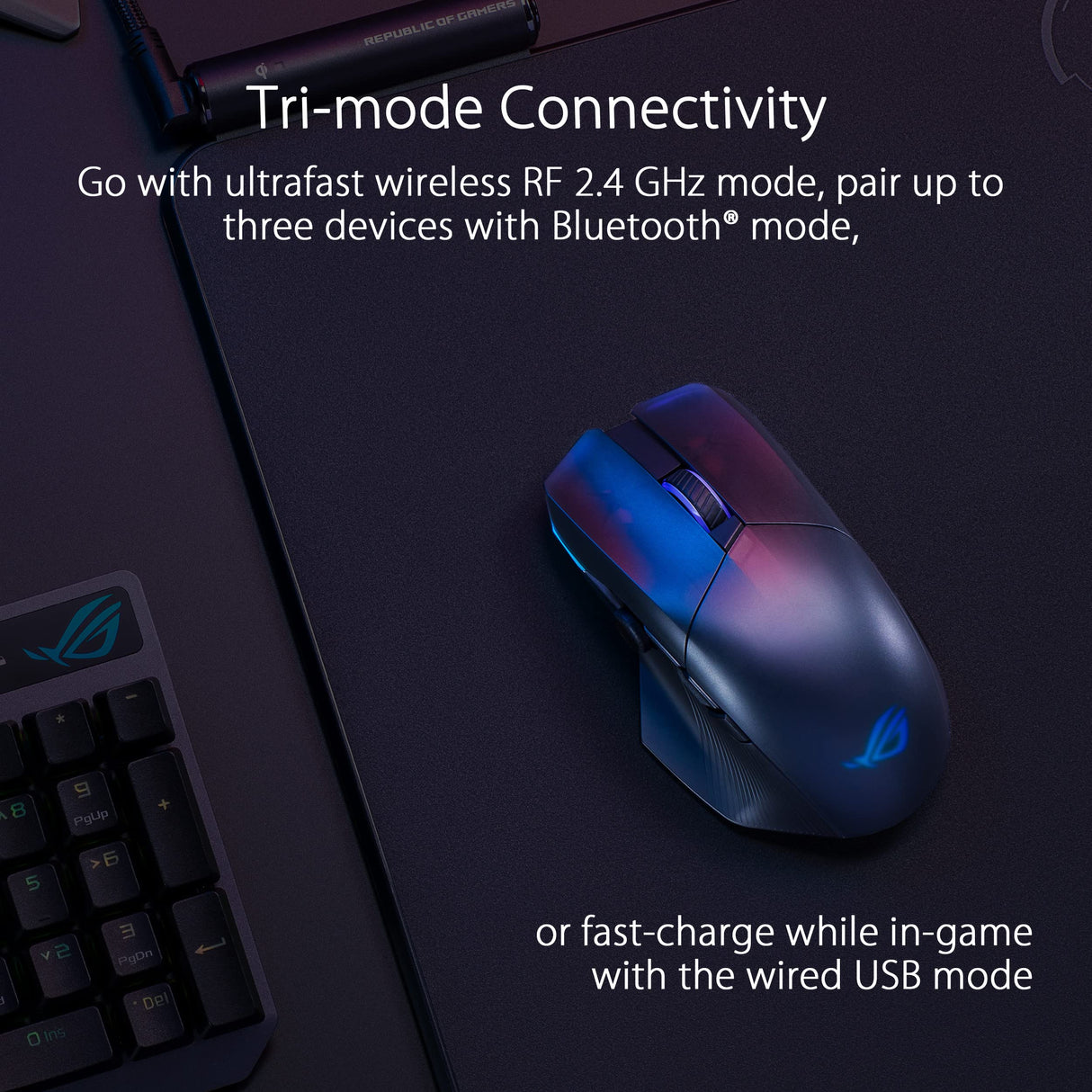 ASUS ROG Chakram X Origin - Ratón Gaming, Conectividad Triple 2.4GHz RF, Bluetooth y con Cable, Sensor de 36000 dpi, 11 Botones Programables, Joystick Desmontable, Cable Paracord, Negro