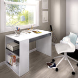 DEKIT GRUPO RIMOBEL TEO - Mesa escritorio con estante y cajón - BLANCO / GRAFITO - 74 x 115 x 50