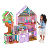 KidKraft Treehouse Retreat Casa de Muñecas de Madera con Muebles y Accesorios, Casita de Juguete con Perro, Garaje y Ascensor para muñecas de 30 cm, Juguetes niños y niñas Desde 3 años (10108)
