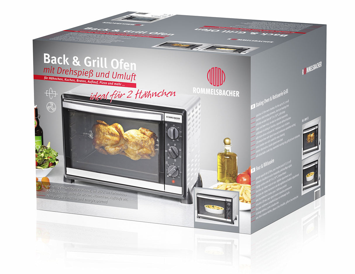 Rommelsbacher BG 1805/E - Horno para asado, 1800 W, color plata