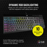 CORSAIR K55 RGB PRO XT Membrana Teclado para juegos con cable, IP42, resistente al polvo y a derrames, 6 teclas macro con integración Elgato, compatible con iCUE, QWERTY UK, PC, Mac, Xbox, color negro