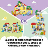 LEGO Duplo Casa Familiar 3en1, Juego Educativo Casa de Muñecas, Juguete para Niñas y Niños de 3 Años o Más, Coche de Juguete, 3 Maneras de Construir, 5 Figuras, 2 Animales, Regalos Niños 10994