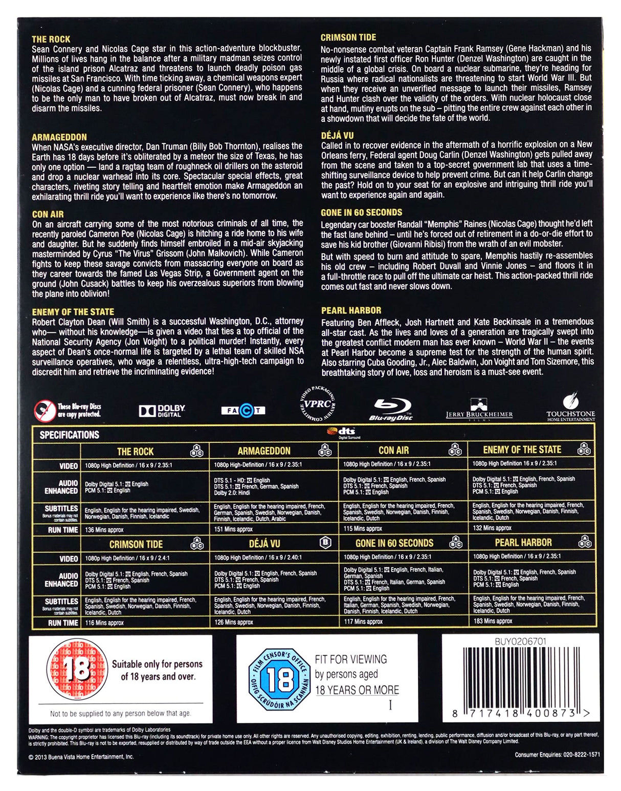 Pack: Jerry Bruckheimer Collection (8 Películas) [Reino Unido] [Blu-ray]