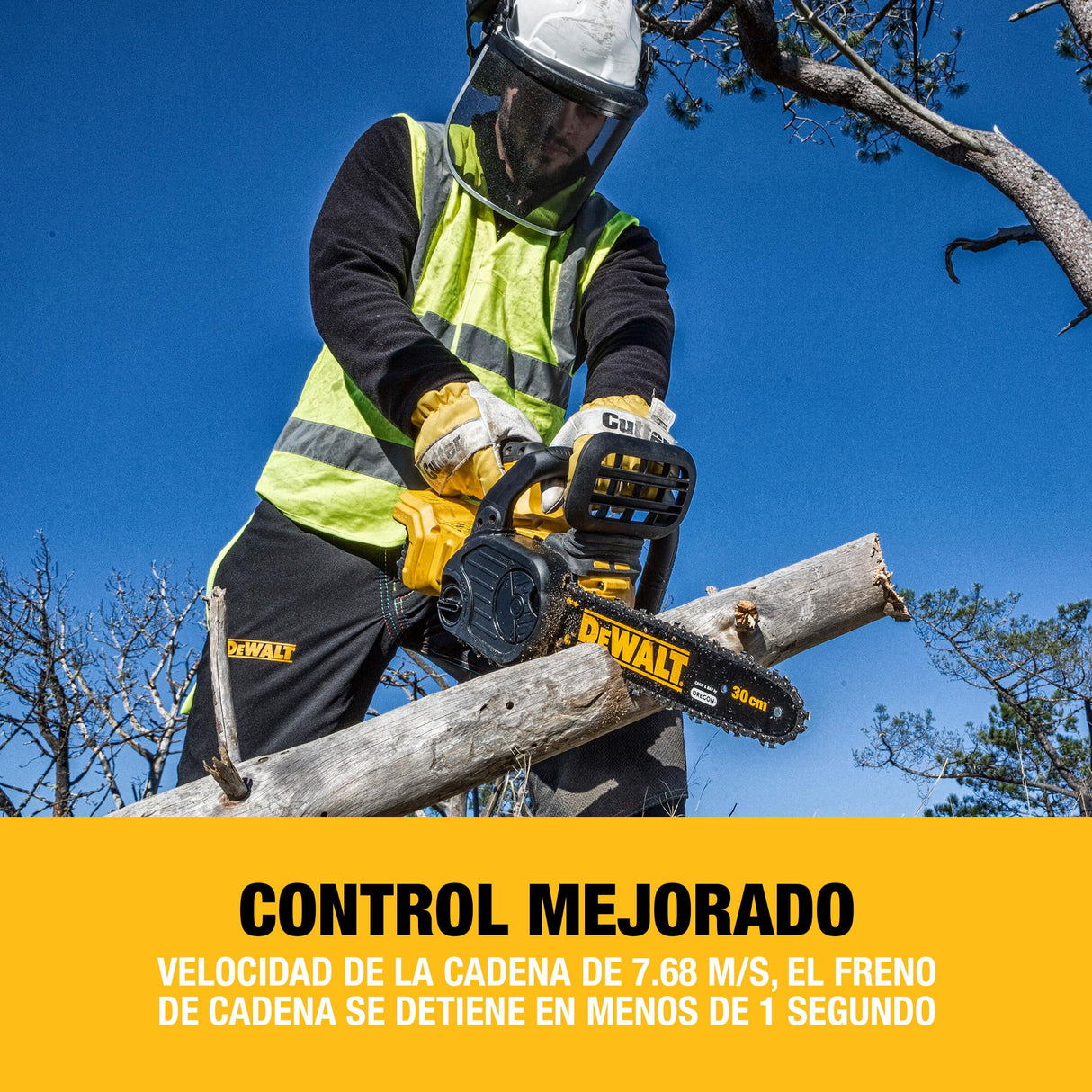DEWALT Motosierra Compacta Sin Escobillas 18V XR, Espada de 30 cm, Sin batería ni cargador, DCM565N-XJ