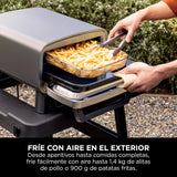 Ninja Artisan Horno air fry y pizza de exterior, 4 funciones: Pizza, Freír con aire, Hornear, Fermentar, 5 ajustes de pizza, Piedra de 30 cm, Pala, Bandeja, Cesta para freír con aire, Gris MO201EU