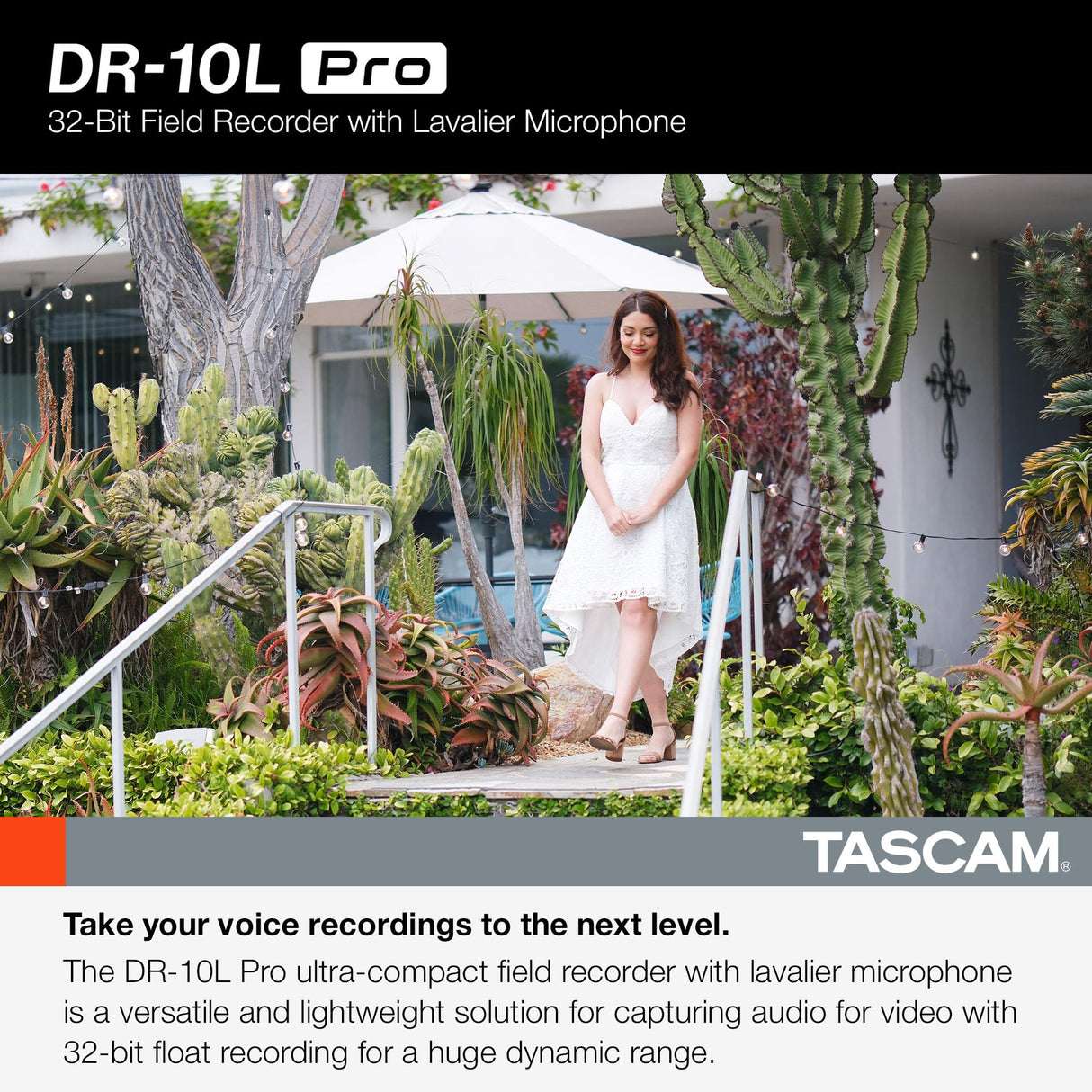TASCAM DR-10L Pro - Grabadora flotante microlineal de 32 bits con micrófono Lavalier y adaptador Bluetooth opcional para control remoto y sincronización