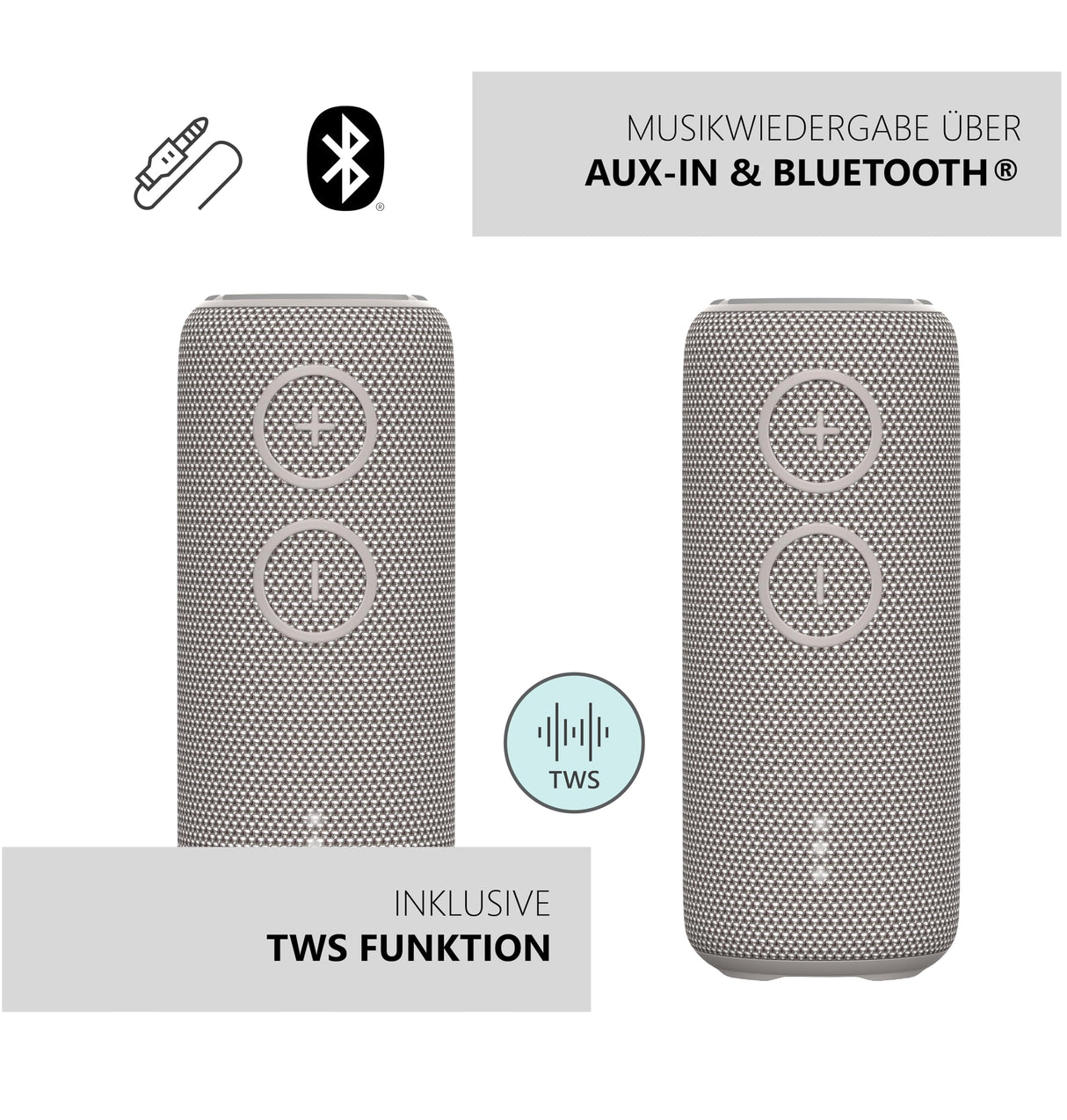 Silva Schneider Altavoz Bluetooth PBS 3600 BT | 200 W | IPX7 Resistente al Agua | TWS & LED-RGB | batería de 3600 mAh | hasta 7 Horas de autonomía | Gris Claro