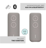 Silva Schneider Altavoz Bluetooth PBS 3600 BT | 200 W | IPX7 Resistente al Agua | TWS & LED-RGB | batería de 3600 mAh | hasta 7 Horas de autonomía | Gris Claro
