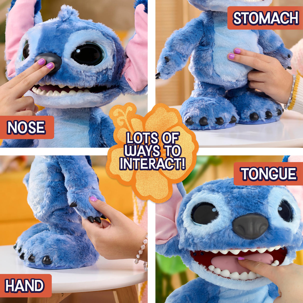 Just Play Peluche Interactivo Disney Ultimate Stitch, de 43 cm, más de 100 Sonidos y reacciones, se Mueve como el de Verdad, para niños a Partir de 3 años