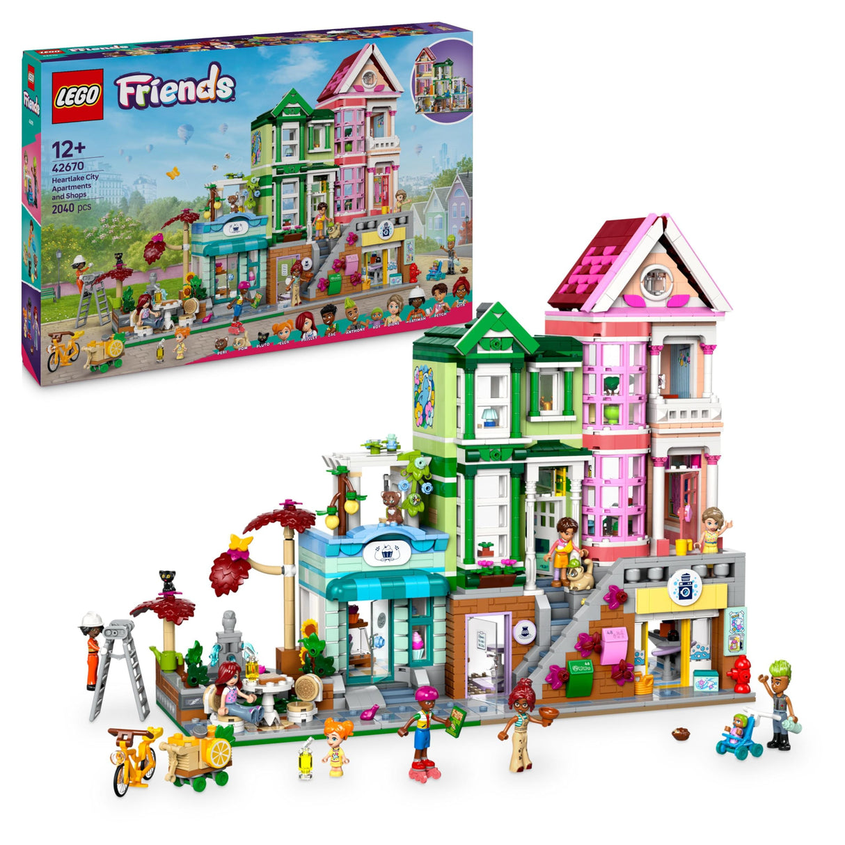LEGO Friends Apartamentos y Tiendas de Heartlake City, Tienda de Juguete, Casa y Estudio de Cerámica, Regalo para Niñas de 12 Años o Más y Adolescentes, 3 Figuras de Gatos y 9 Mini Muñecos 42670