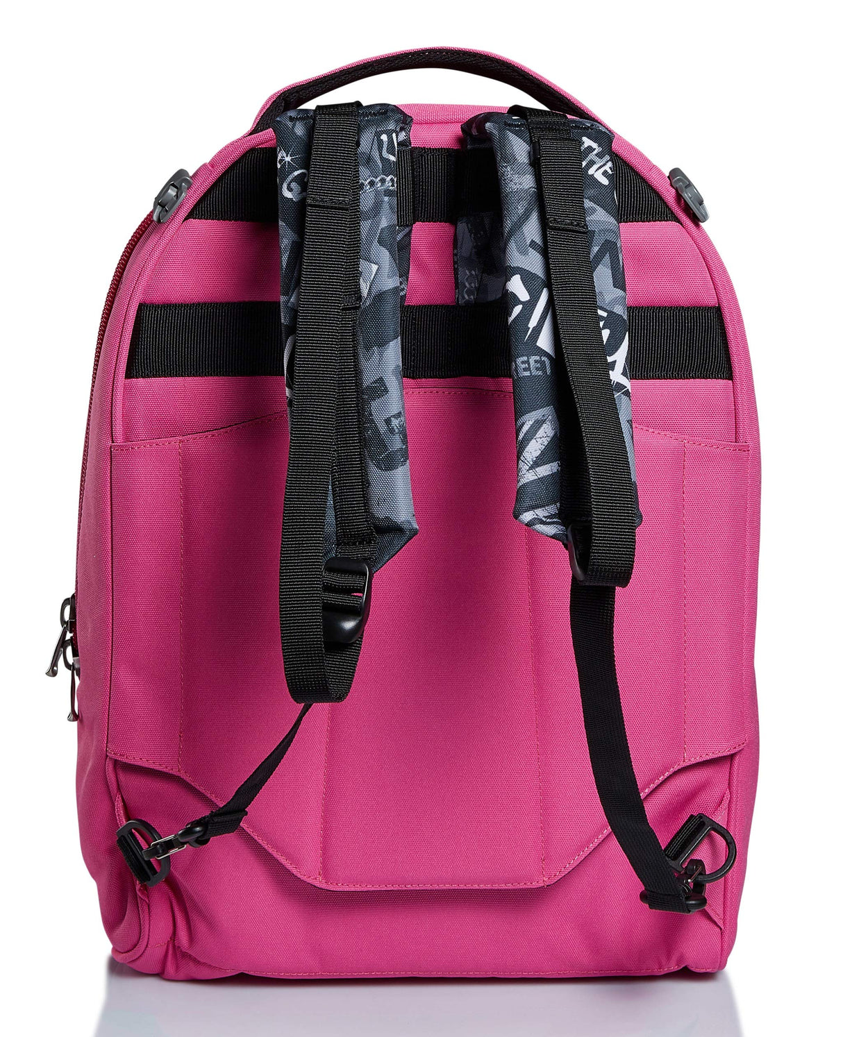 NEW TECH KEEP FLAG - Mochila Escolar 3 en 1 Desmontable + Carro, Trolley Rosa y Negro - Sistema Salva Tirantes