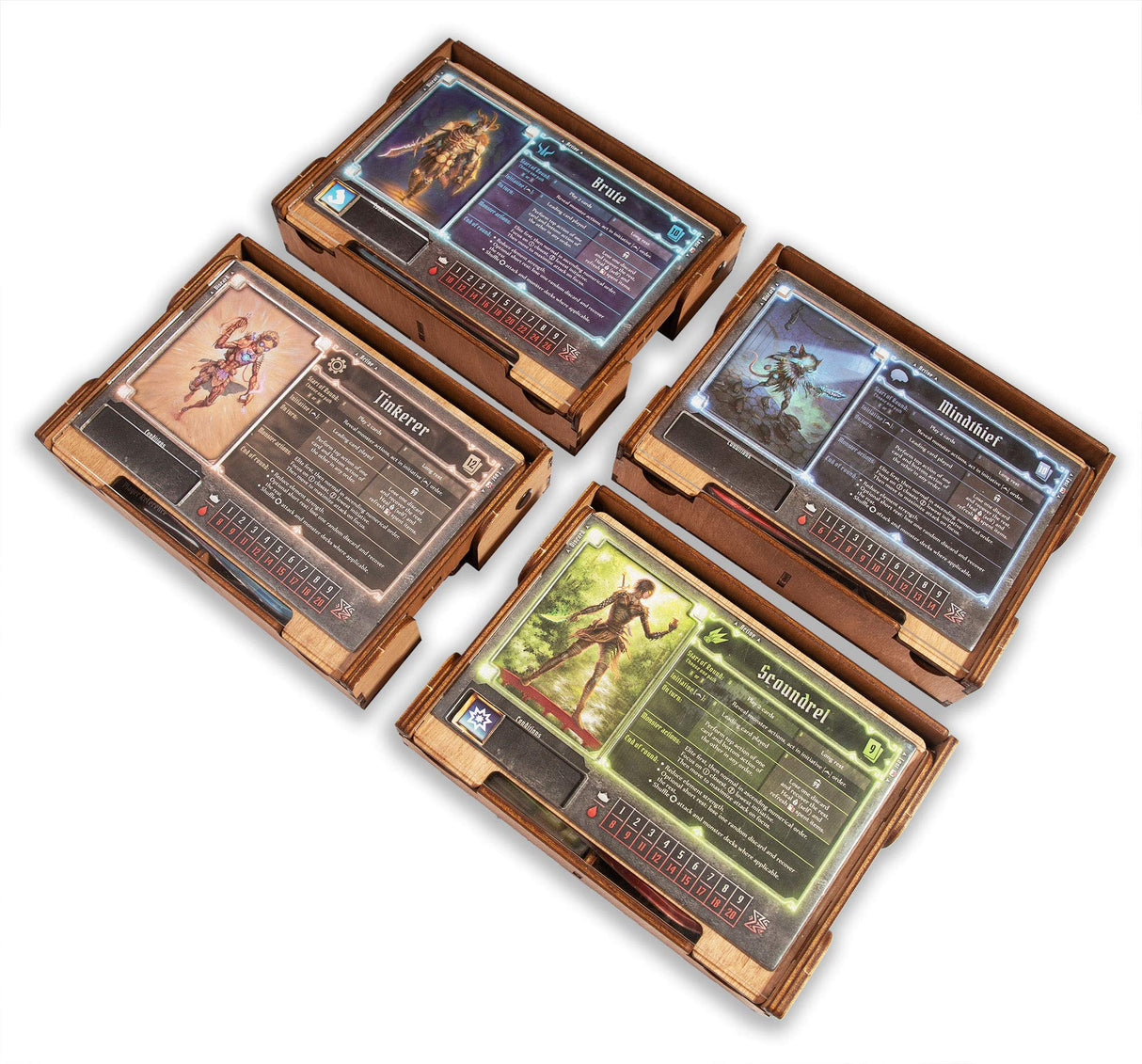 SMONEX Organizador de madera y tableros de cuatro jugadores compatibles con el juego de mesa Gloomhaven, caja adecuada para almacenar todas las expansiones Gloomhaven, insertar y almacenar