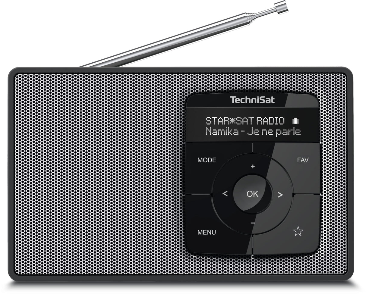 TechniSat DIGITRADIO 2 - Radio portátil Dab+/FM con batería (con transmisión de Audio Bluetooth, función Despertador, Pantalla OLED, Conector para Auriculares, Altavoz 1 W RMS) Negro-Plata