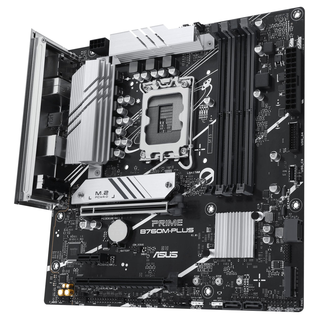 ASUS Prime B760M-PLUS - Placa Base Intel B760 LGA 1700 mATX (PCIe 4.0, M.2, Realtek 2.5Gb Ethernet, DP, HDMI, SATA 6 Gbps, USB Tipo-C, Protector de E/S premontado, Aura Sync)