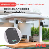 Pyle par de altavoces marinos, Woofer de 3.5”, Tweeter 1, Potencia de 300V Montaje en pared, Techo, Interiores, Exteriores