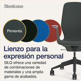 Steelcase SILQ Silla ergonómica de altura ajustable, carcasa de plástico platino sólido o merle y tapicería pimienta