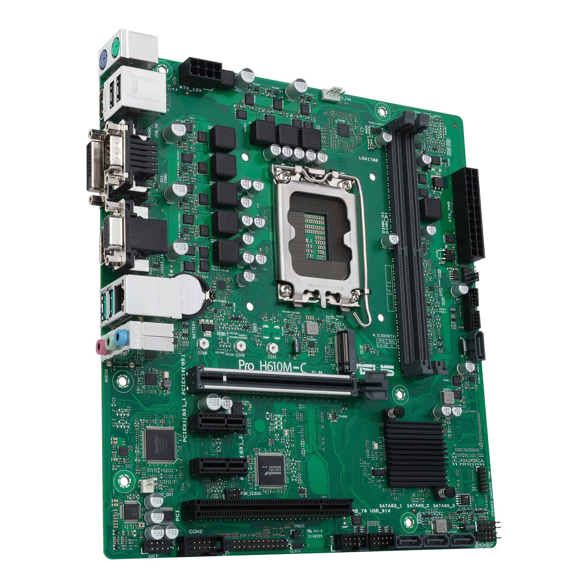 ASUS Pro H610M-C CSM Placa Base mATX, Intel H610, LGA1700, DDR5, PCI 5.0, LAN Intel 1Gb, Realtek 7.1 Surround, 1xM.2, 4xSATA 6GB/s, USB 3.2 Gen 2, ASUS Control Center Express, Negro