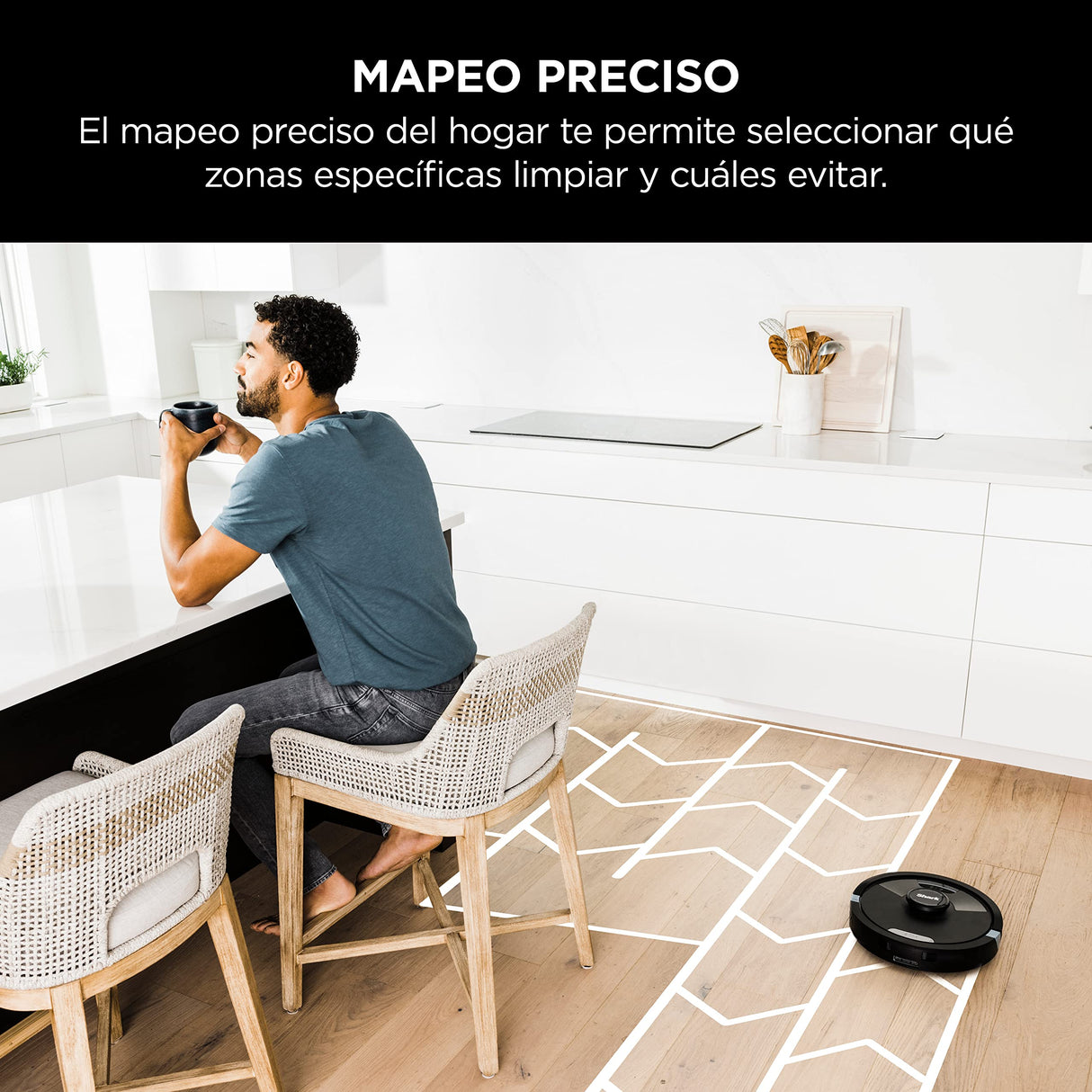 SHARK Robot Aspirador 2 en 1 ai Ultra [RV2600WDEU]: Potente Capacidad de succión, mopa sónica, Anti Hair Wrap, alfombras y Suelos Duros, aplicación por Wi-Fi