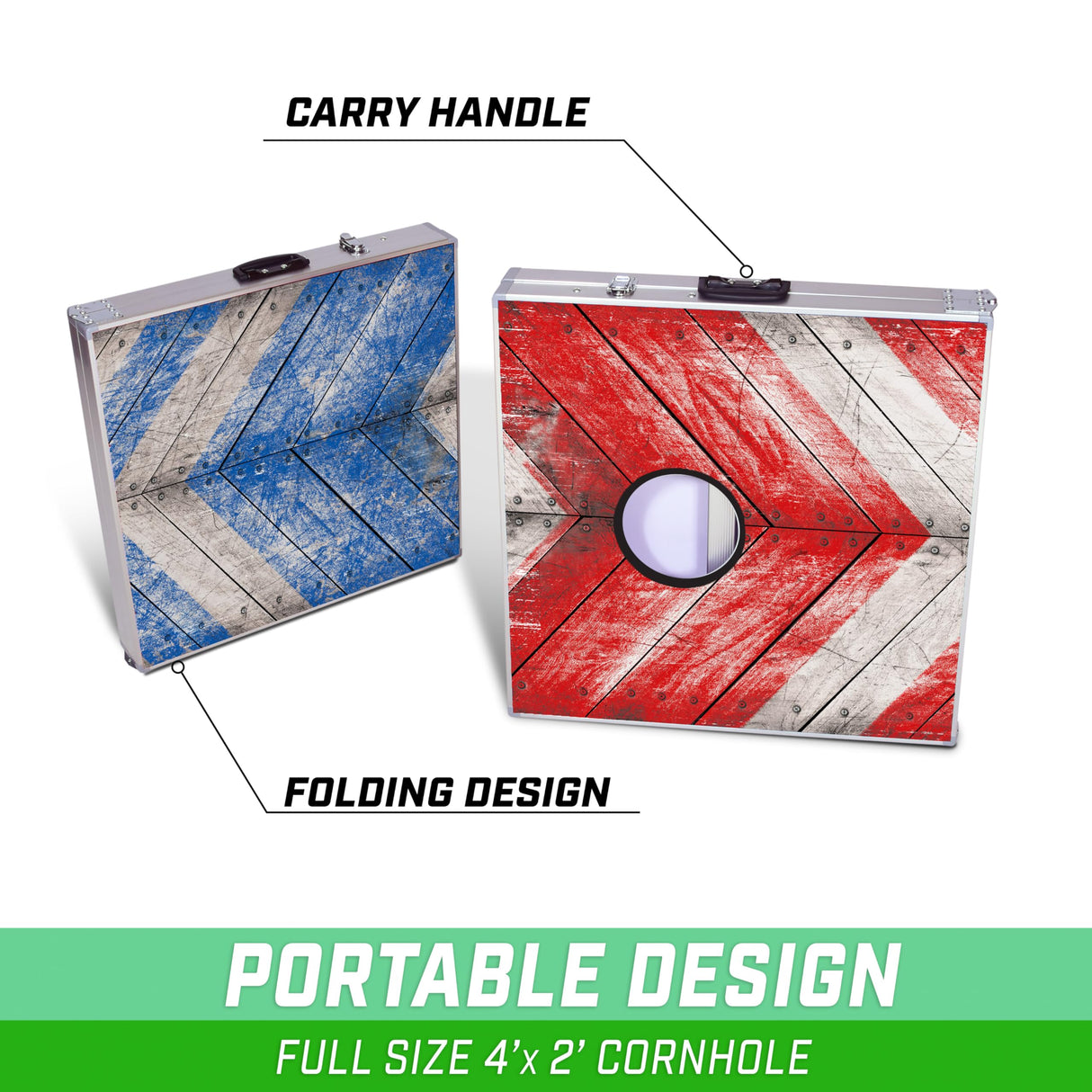 GoSports - Juego de Cornhole con diseño rústico Rojo y Azul, tamaño reglamentario